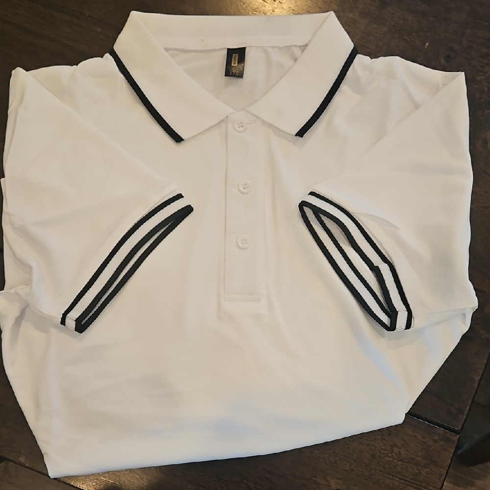 White Polo Shirt with Black Trim